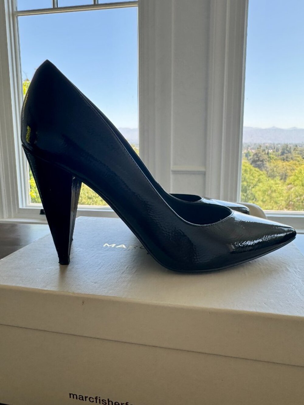 MARC FISHER Hesla Black Patent Leather Cone Heel Pump - Picture 5 of 12